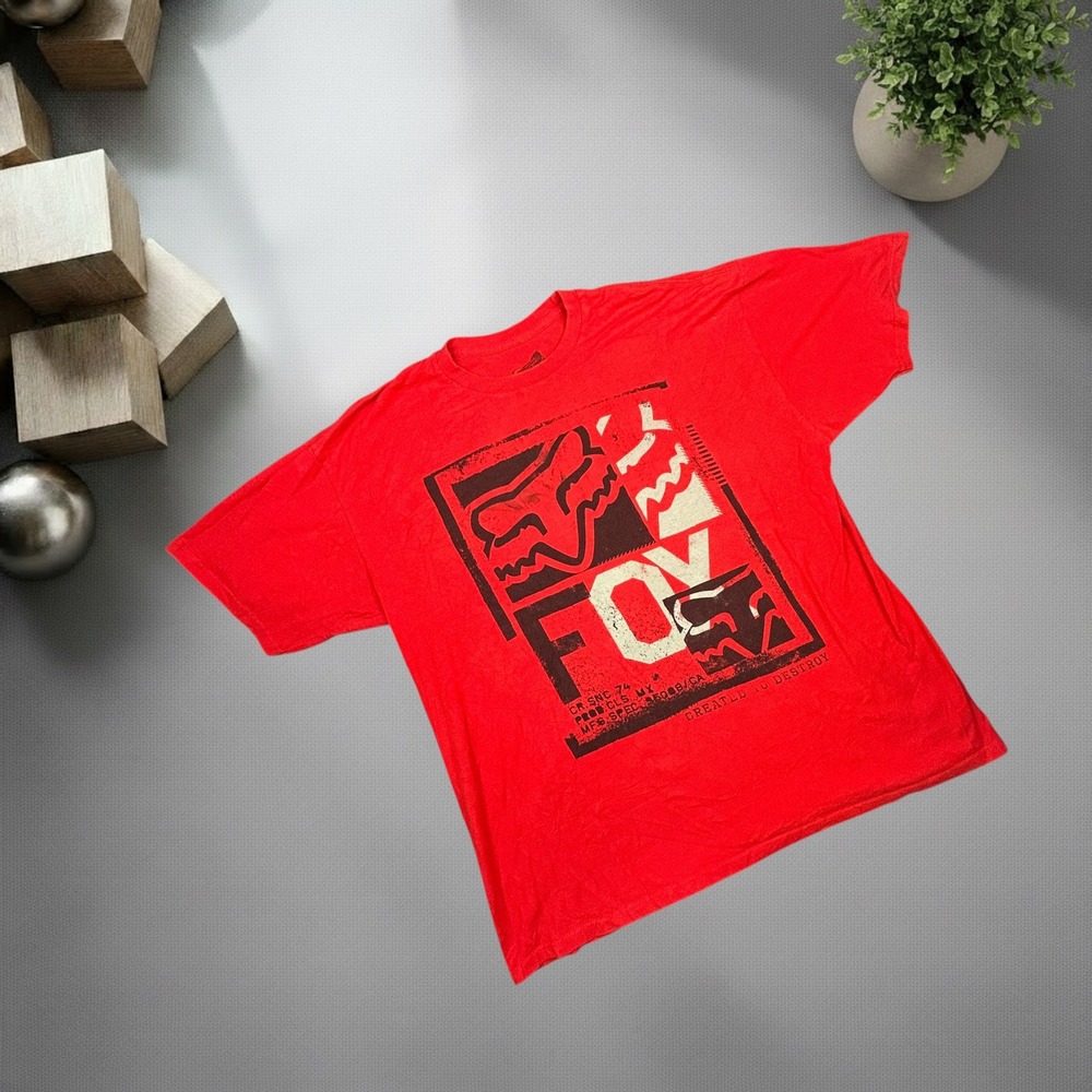 Fox Racing Graphic T-Shirt Mens XL Red Y2K Motocross Skater Streetwear Tee
